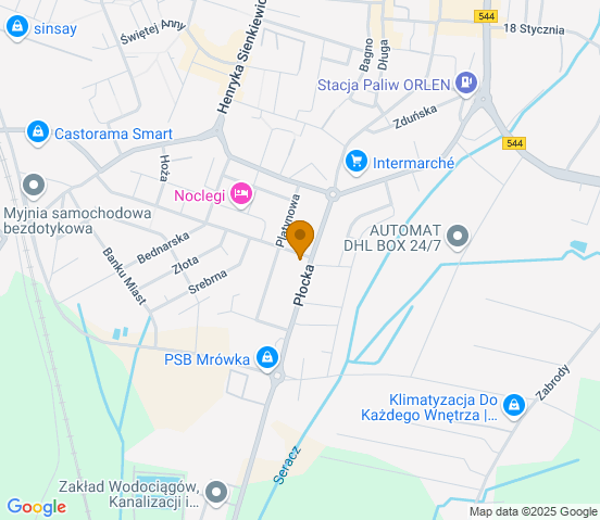 Mapa dojazdu do warsztatu samochodowego w miejscowości Mława