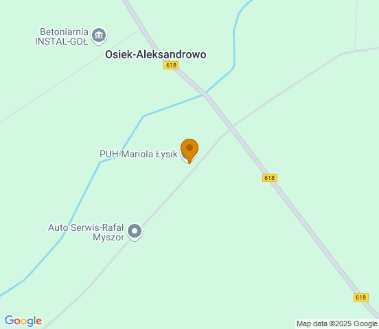 Mapa dojazdu do warsztatu samochodowego w miejscowości Osiek-Aleksandrowo