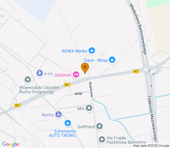 Mapa dojazdu do warsztatu samochodowego w miejscowości Płock