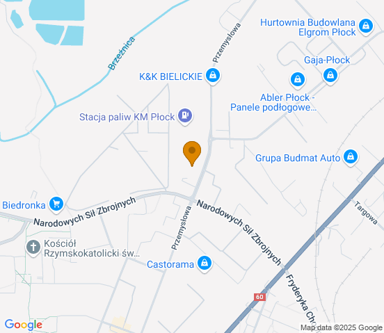 Mapa dojazdu do warsztatu samochodowego w miejscowości Płock