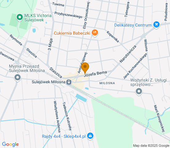 Mapa dojazdu do warsztatu samochodowego w miejscowości Sulejówek