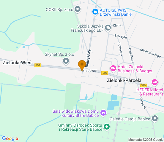 Mapa dojazdu do warsztatu samochodowego w miejscowości Zielonki