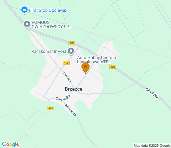 Mapa dojazdu do warsztatu samochodowego w miejscowości Brzeźce