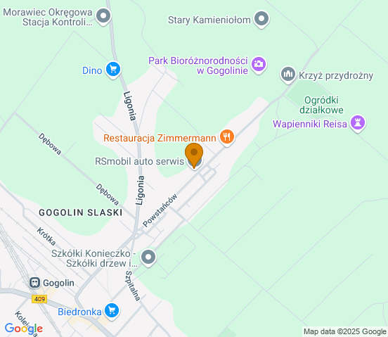 Mapa dojazdu do warsztatu samochodowego w miejscowości Gogolin