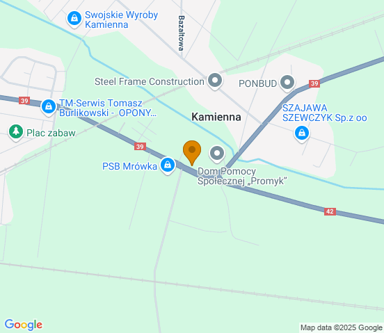 Mapa dojazdu do warsztatu samochodowego w miejscowości Namysłów