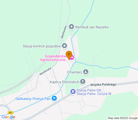 Mapa dojazdu do warsztatu samochodowego w miejscowości Horyniec-Zdrój