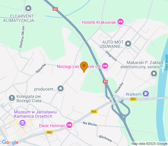 Mapa dojazdu do warsztatu samochodowego w miejscowości Jarosław