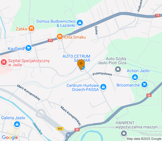 Mapa dojazdu do warsztatu samochodowego w miejscowości Jasło