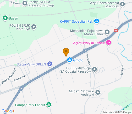 Mapa dojazdu do warsztatu samochodowego w miejscowości Łańcut