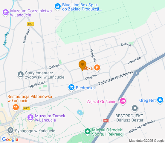 Mapa dojazdu do warsztatu samochodowego w miejscowości Łańcut