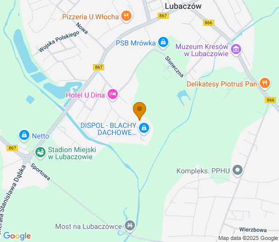 Mapa dojazdu do warsztatu samochodowego w miejscowości Lubaczów