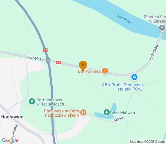 Mapa dojazdu do warsztatu samochodowego w miejscowości Nisko, Racławice