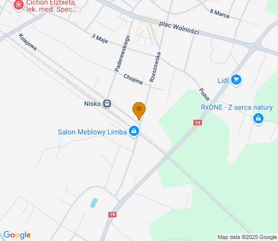 Mapa dojazdu do warsztatu samochodowego w miejscowości Nisko