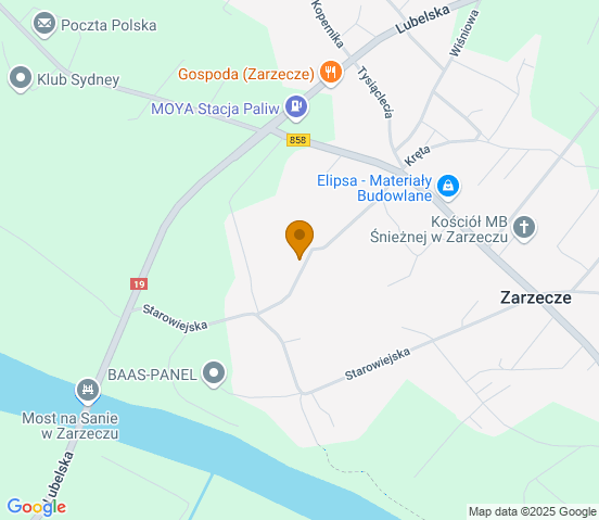 Mapa dojazdu do warsztatu samochodowego w miejscowości Nisko