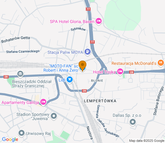 Mapa dojazdu do warsztatu samochodowego w miejscowości Przemyśl