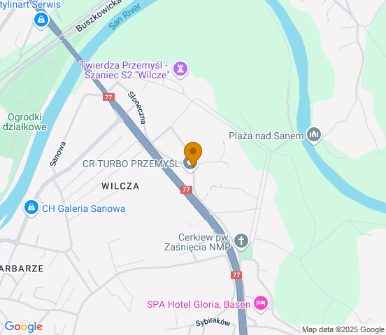 Mapa dojazdu do warsztatu samochodowego w miejscowości Przemyśl