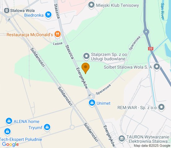 Mapa dojazdu do warsztatu samochodowego w miejscowości Stalowa Wola
