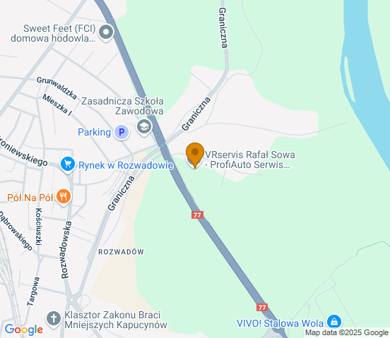 Mapa dojazdu do warsztatu samochodowego w miejscowości Stalowa Wola