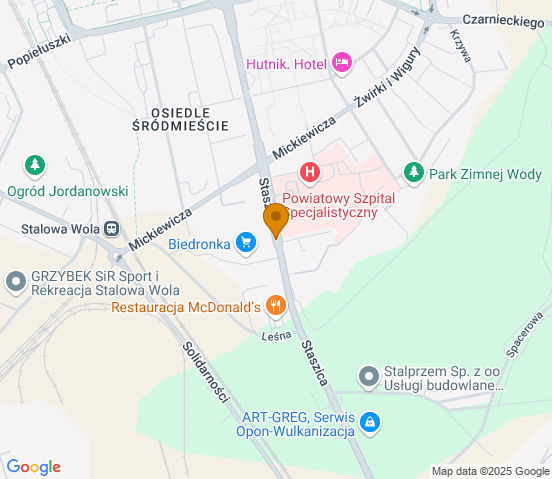 Mapa dojazdu do warsztatu samochodowego w miejscowości Stalowa Wola