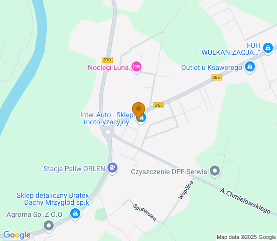 Mapa dojazdu do warsztatu samochodowego w miejscowości Szówsko