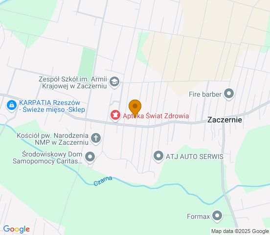 Mapa dojazdu do warsztatu samochodowego w miejscowości Zaczernie