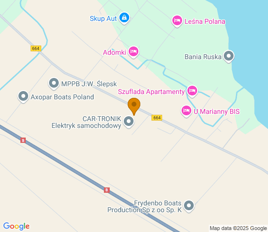 Mapa dojazdu do warsztatu samochodowego w miejscowości Augustów