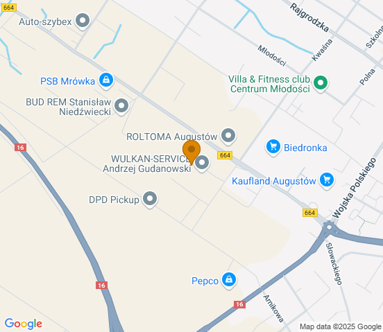 Mapa dojazdu do warsztatu samochodowego w miejscowości Augustów