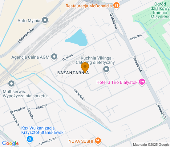 Mapa dojazdu do warsztatu samochodowego w miejscowości Białystok