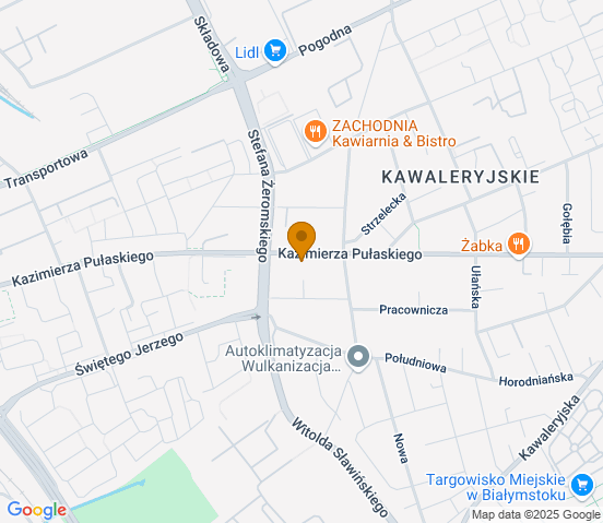 Mapa dojazdu do warsztatu samochodowego w miejscowości Białystok