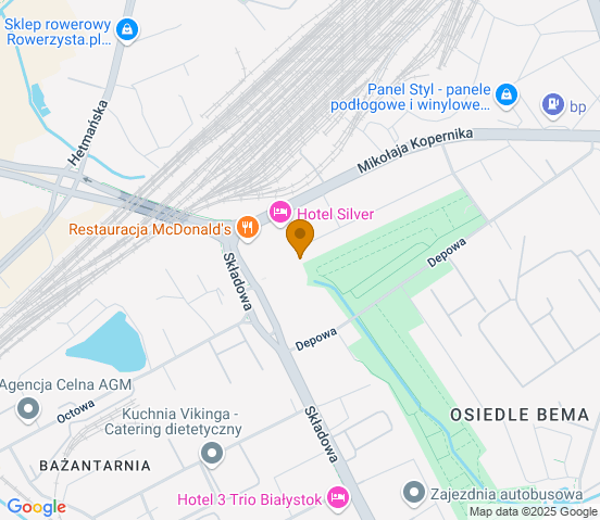 Mapa dojazdu do warsztatu samochodowego w miejscowości Białystok