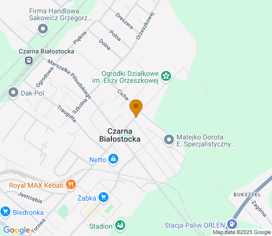 Mapa dojazdu do warsztatu samochodowego w miejscowości Czarna Białostocka