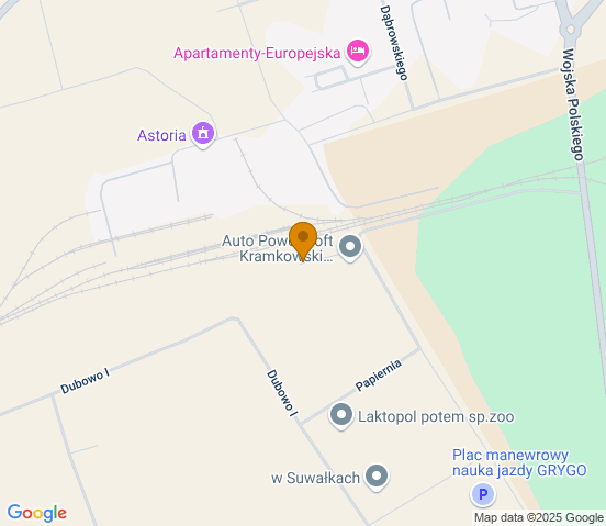 Mapa dojazdu do warsztatu samochodowego w miejscowości Suwałki