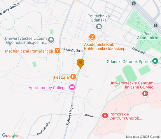 Mapa dojazdu do warsztatu samochodowego w miejscowości Gdańsk