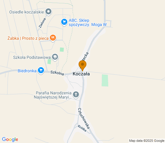 Mapa dojazdu do warsztatu samochodowego w miejscowości Koczała