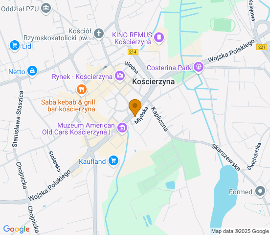 Mapa dojazdu do warsztatu samochodowego w miejscowości Kościerzyna