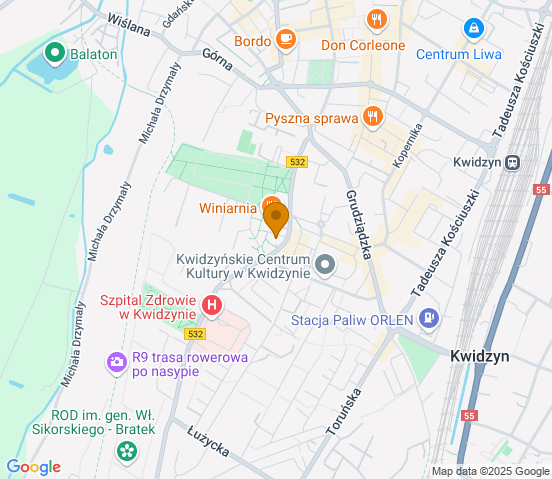 Mapa dojazdu do warsztatu samochodowego w miejscowości Kwidzyn