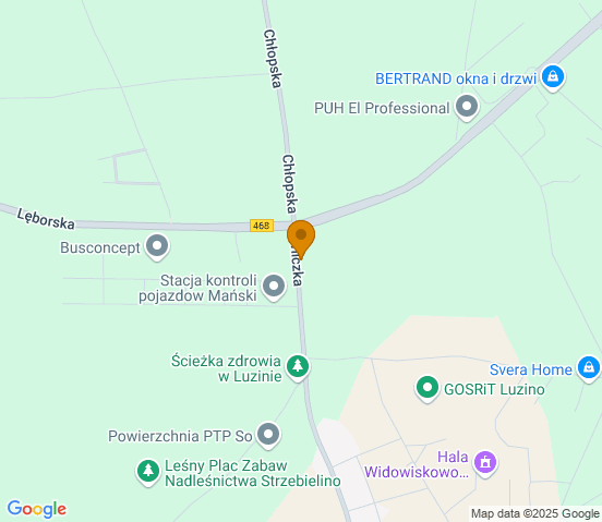Mapa dojazdu do warsztatu samochodowego w miejscowości Luzino