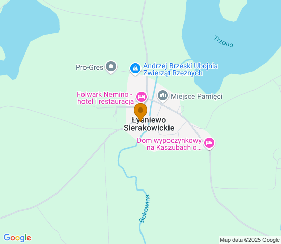 Mapa dojazdu do warsztatu samochodowego w miejscowości Łyśniewo Sierakowickie
