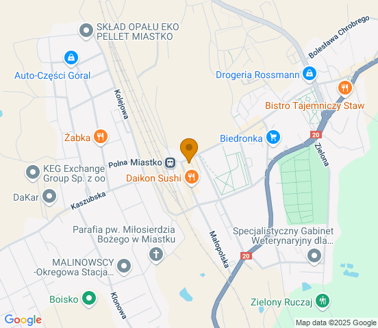 Mapa dojazdu do warsztatu samochodowego w miejscowości Miastko