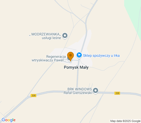Mapa dojazdu do warsztatu samochodowego w miejscowości Pomysk Mały