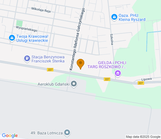 Mapa dojazdu do warsztatu samochodowego w miejscowości Pruszcz Gdański
