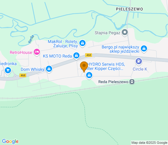 Mapa dojazdu do warsztatu samochodowego w miejscowości Reda