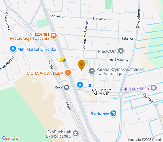 Mapa dojazdu do warsztatu samochodowego w miejscowości Reda