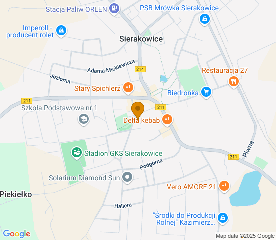 Mapa dojazdu do warsztatu samochodowego w miejscowości Sierakowice