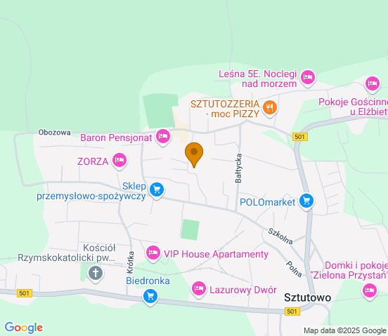 Mapa dojazdu do warsztatu samochodowego w miejscowości Sztutowo