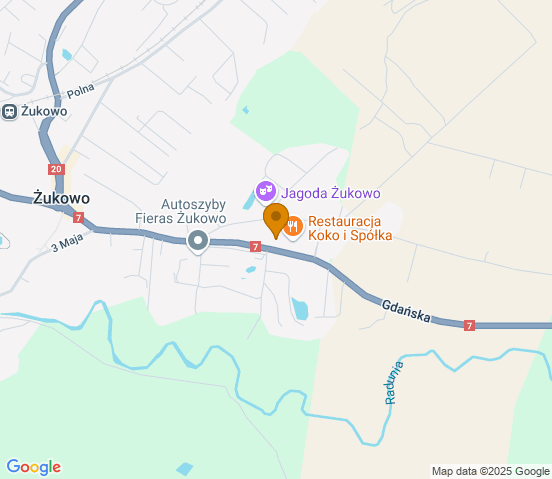 Mapa dojazdu do warsztatu samochodowego w miejscowości Żukowo