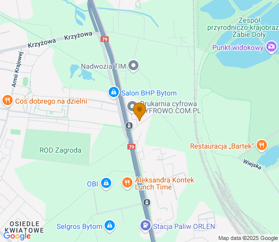 Mapa dojazdu do warsztatu samochodowego w miejscowości Chorzów