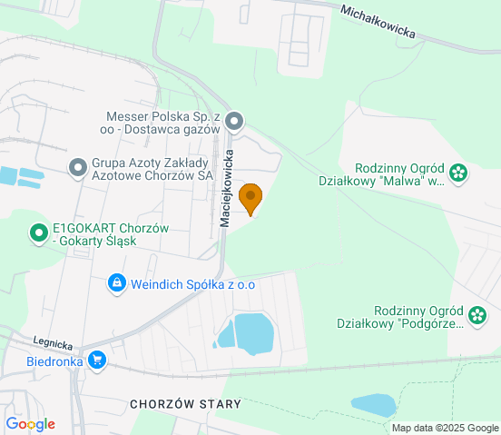 Mapa dojazdu do warsztatu samochodowego w miejscowości Chorzów