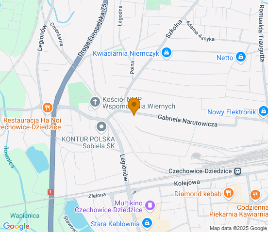 Mapa dojazdu do warsztatu samochodowego w miejscowości Czechowice-Dziedzice
