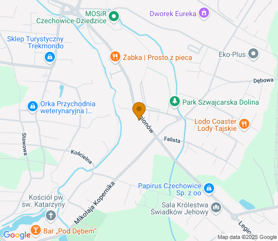 Mapa dojazdu do warsztatu samochodowego w miejscowości Czechowice-Dziedzice